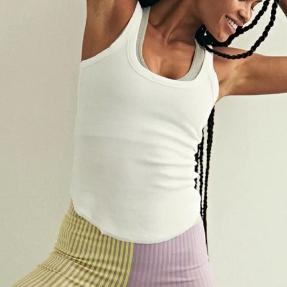 Free People Step One Ribbed Tank In Painted White. Sz M - Picture 2 of 9